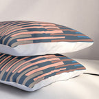 Block print geometrics stripes nocturnal blue Pillow Sham Gallery Image 3