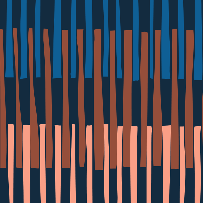 Block print geometrics stripes nocturnal blue Coffee Mug Gallery Image 2
