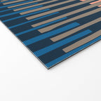Block print geometrics stripes nocturnal blue Welcome Mat Gallery Image 2