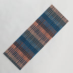 Block print geometrics stripes nocturnal blue Yoga Mat Gallery Image 1