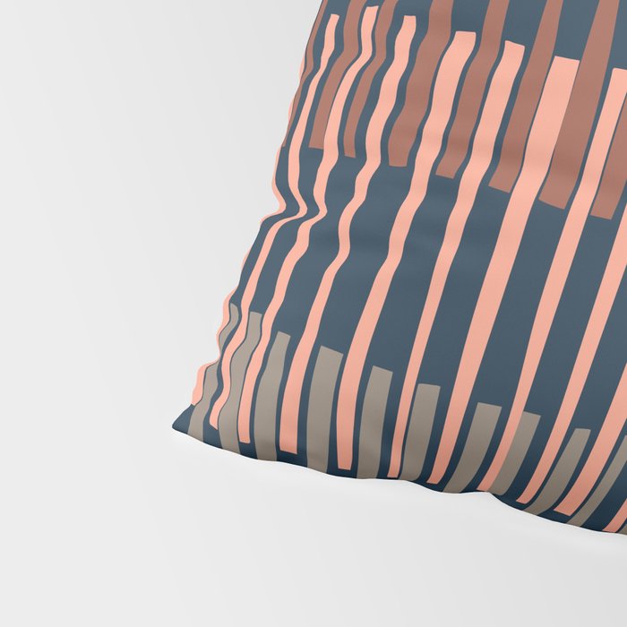 Block print geometrics stripes nocturnal blue Pillow Sham Gallery Image 4