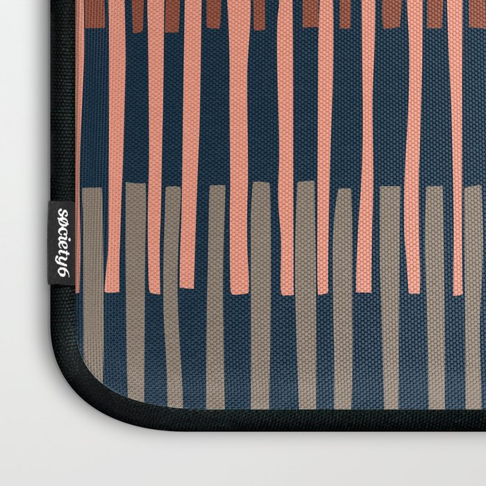 Block print geometrics stripes nocturnal blue Laptop Sleeve Gallery Image 3