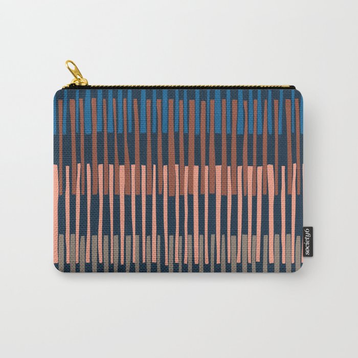 Block print geometrics stripes nocturnal blue Carry All Pouch Gallery Image 1