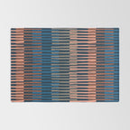 Block print geometrics stripes nocturnal blue Rug Gallery Image 2