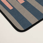 Block print geometrics stripes nocturnal blue Desk Mat Gallery Image 4