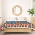 Block print geometrics stripes nocturnal blue Duvet Cover Gallery Image 3