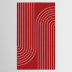Minimal Line Curvature LXXX Ruby Red Mid Century Modern Arch Abstract Tablecloth Gallery Image 2