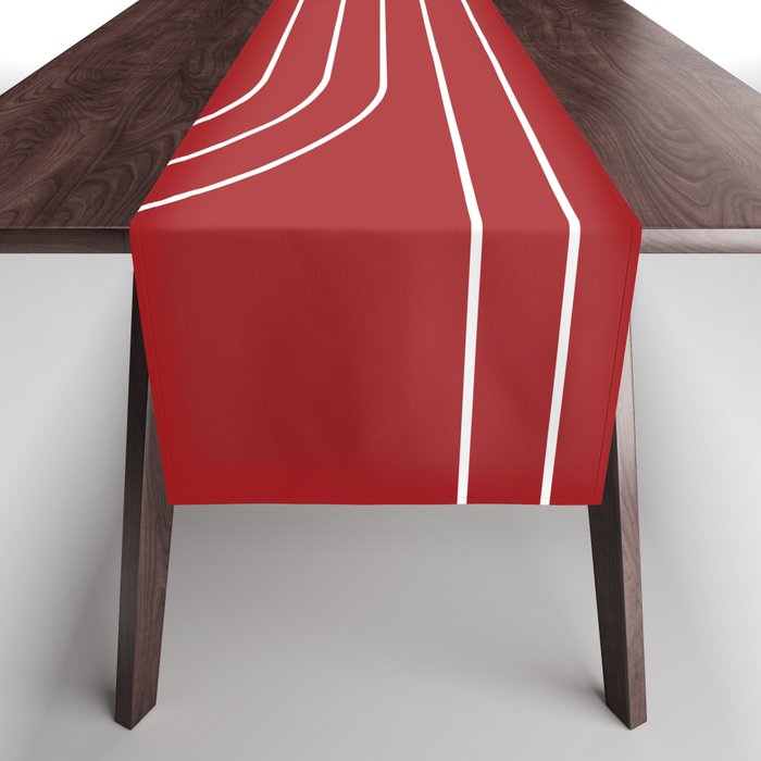 Minimal Line Curvature LXXX Ruby Red Mid Century Modern Arch Abstract Table Runner Gallery Image 1