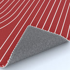 Minimal Line Curvature LXXX Ruby Red Mid Century Modern Arch Abstract Rug Gallery Image 4