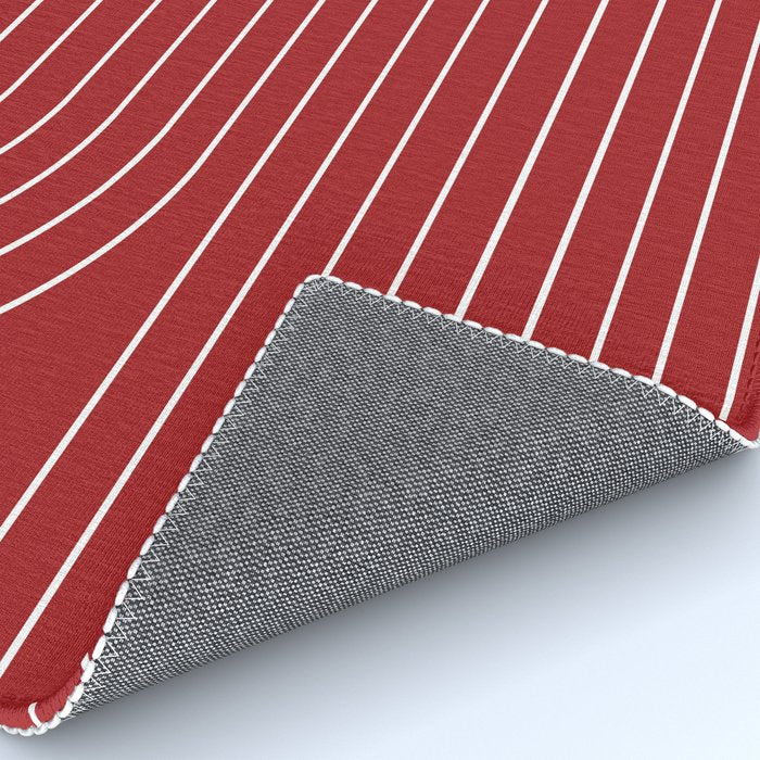 Minimal Line Curvature LXXX Ruby Red Mid Century Modern Arch Abstract Rug Gallery Image 4