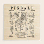 Pinball Arcade Gaming Machine Vintage Gamer Patent Print Wood Wall Art Gallery Image 1