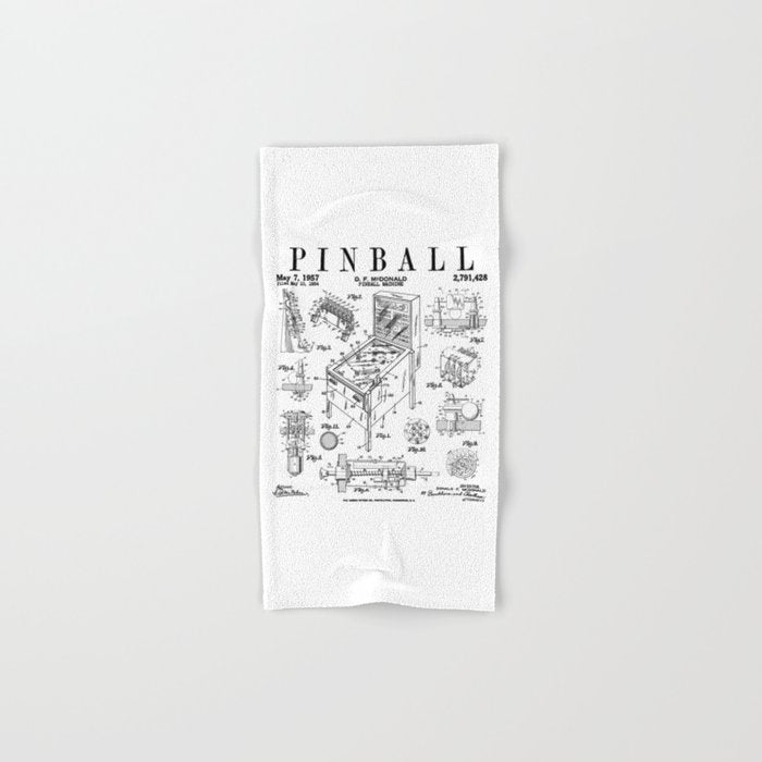Pinball Arcade Gaming Machine Vintage Gamer Patent Print Bath Towel Gallery Image 1