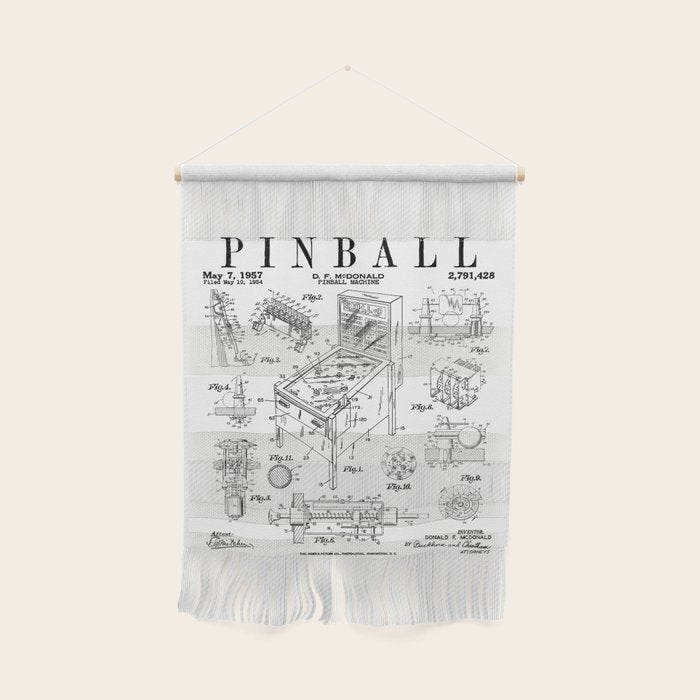 Pinball Arcade Gaming Machine Vintage Gamer Patent Print Wall Hanging Gallery Image 1