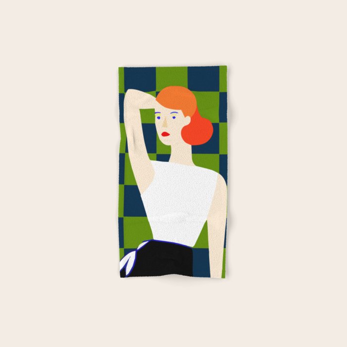 Moods, Checkers Girl Friends Chic Chess, Modern Bohemian Eclectic Woman Girl Boss, BFF Fashion Style Bath Towel Gallery Image 1