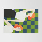 Moods, Checkers Girl Friends Chic Chess, Modern Bohemian Eclectic Woman Girl Boss, BFF Fashion Style Rug Gallery Image 2