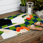 Moods, Checkers Girl Friends Chic Chess, Modern Bohemian Eclectic Woman Girl Boss, BFF Fashion Style Outdoor Rug Gallery Image 2