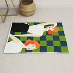 Moods, Checkers Girl Friends Chic Chess, Modern Bohemian Eclectic Woman Girl Boss, BFF Fashion Style Rug Gallery Image 1