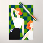 Moods, Checkers Girl Friends Chic Chess, Modern Bohemian Eclectic Woman Girl Boss, BFF Fashion Style Wrapping Paper Gallery Image 1