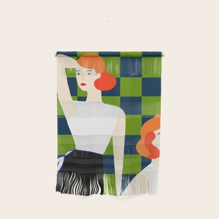 Moods, Checkers Girl Friends Chic Chess, Modern Bohemian Eclectic Woman Girl Boss, BFF Fashion Style Wall Hanging Gallery Image 1