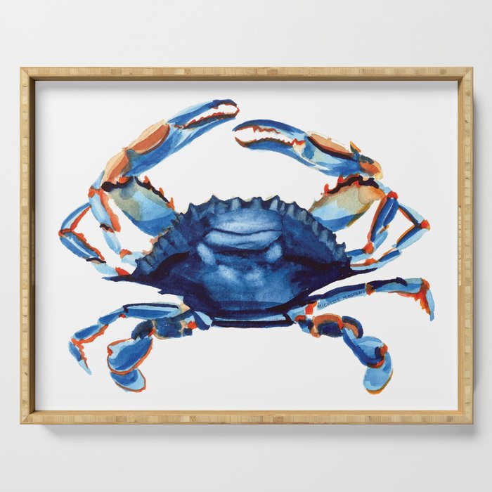 Watercolor Blue Crab Serving Tray Gallery Image 1