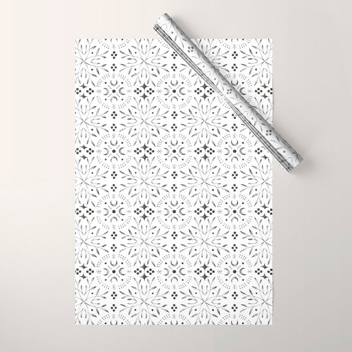 Mystical lunar mosaic BN B Wrapping Paper Gallery Image 1