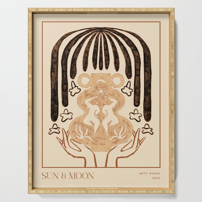Sun And Moon Line Art Serving Tray Gallery Image 1