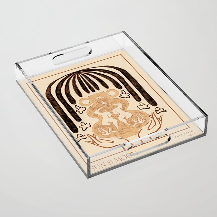 Sun And Moon Line Art Acrylic Tray Gallery Image 1