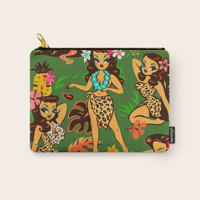 Tiki Temptress on Green Carry All Pouch Gallery Image 1