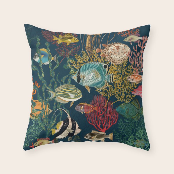 coral reef deep silence Throw Pillow Gallery Image 6