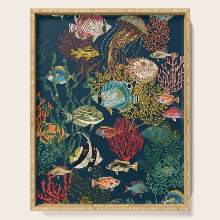 coral reef deep silence Serving Tray Gallery Image 1