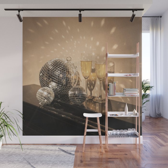 Disco Ball Champagne Celebration Glam Photography  Wall Mural Gallery Image 1