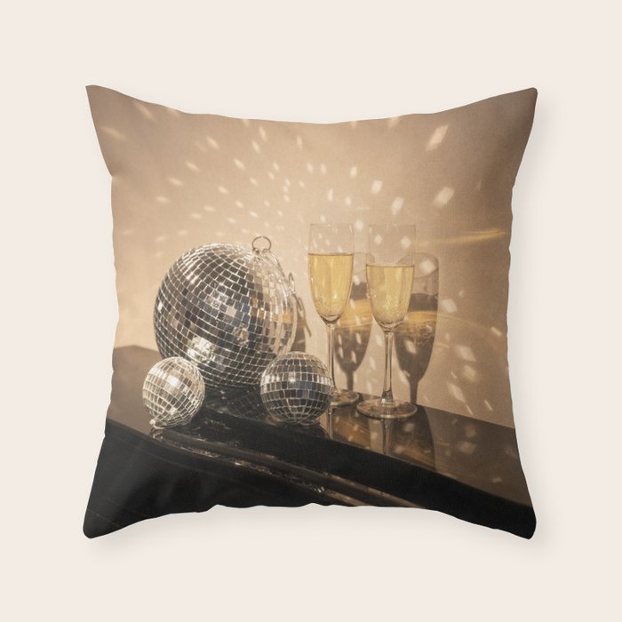 Disco Ball Champagne Celebration Glam Photography  Throw Pillow Gallery Image 6