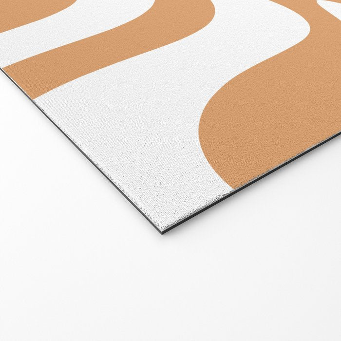 Liquid Swirl Retro Modern Abstract Pattern in Caramel Ochre and White Welcome Mat Gallery Image 2