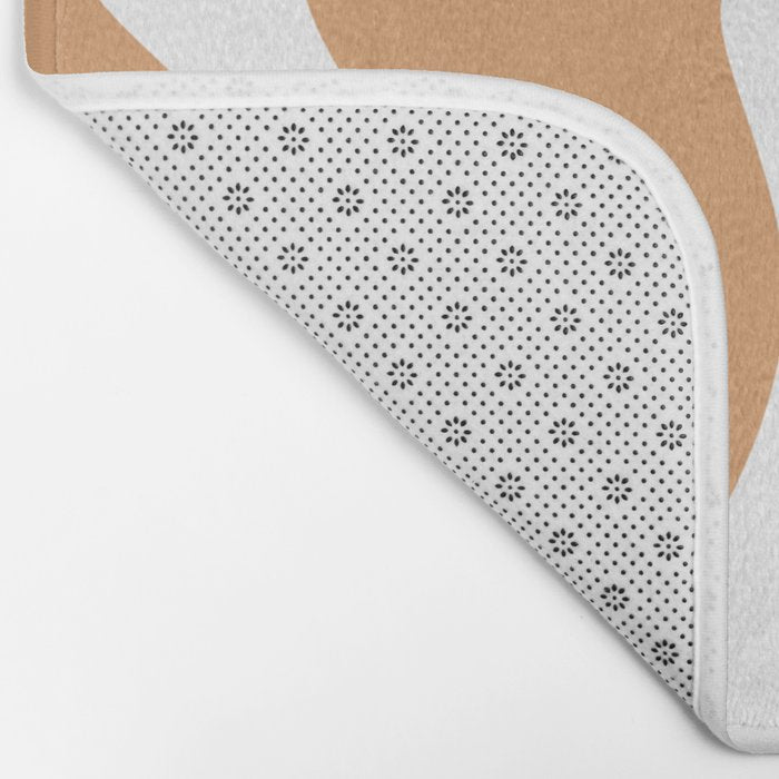 Liquid Swirl Retro Modern Abstract Pattern in Caramel Ochre and White Bath Mat Gallery Image 2