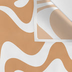 Liquid Swirl Retro Modern Abstract Pattern in Caramel Ochre and White Wall Tapestry Gallery Image 3