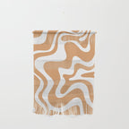 Liquid Swirl Retro Modern Abstract Pattern in Caramel Ochre and White Wall Hanging Gallery Image 1