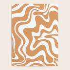 Liquid Swirl Retro Modern Abstract Pattern in Caramel Ochre and White Poster Gallery Image 4