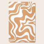 Liquid Swirl Retro Modern Abstract Pattern in Caramel Ochre and White Cutting Board Gallery Image 1