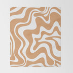 Liquid Swirl Retro Modern Abstract Pattern in Caramel Ochre and White Throw Blanket Gallery Image 2
