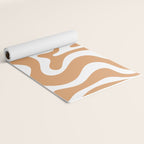 Liquid Swirl Retro Modern Abstract Pattern in Caramel Ochre and White Yoga Mat Gallery Image 2