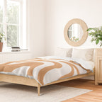Liquid Swirl Retro Modern Abstract Pattern in Caramel Ochre and White Duvet Cover Gallery Image 2