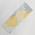 Floral Pattern, Yellow, Pale, Aqua and Gray Yoga Mat Gallery Image 1