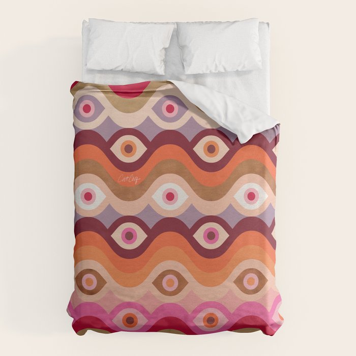 Psychedelic Eye Melt - Pink & Bronze Duvet Cover Gallery Image 1