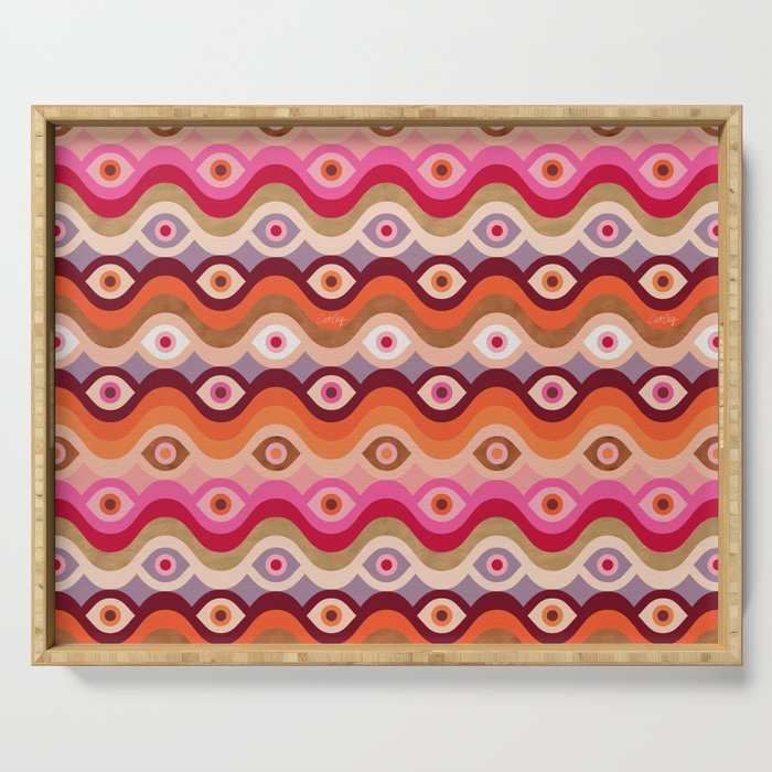 Psychedelic Eye Melt - Pink & Bronze Serving Tray Gallery Image 1