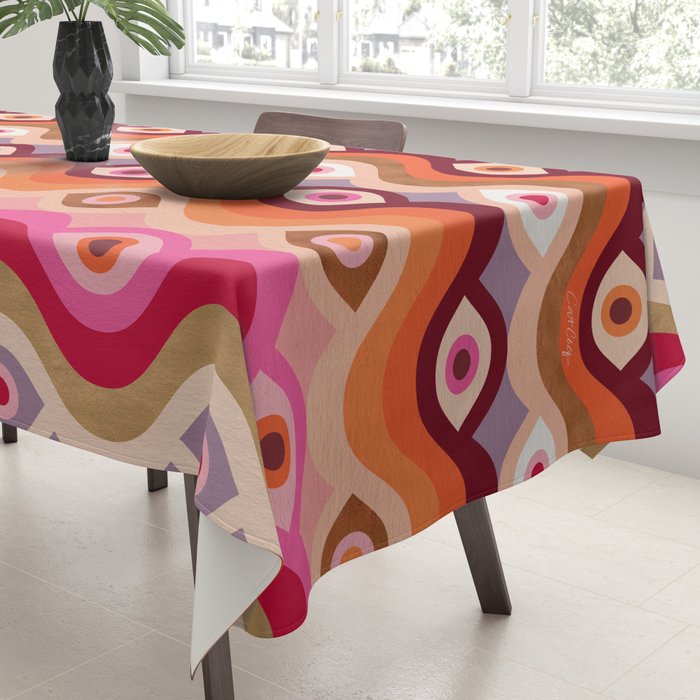 Psychedelic Eye Melt - Pink & Bronze Tablecloth Gallery Image 3