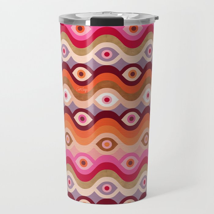 Psychedelic Eye Melt - Pink & Bronze Travel Mug Gallery Image 1