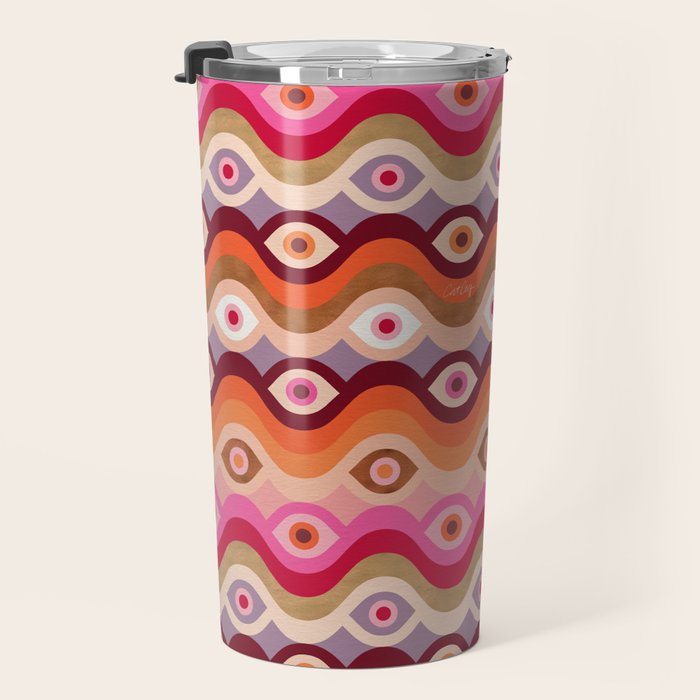 Psychedelic Eye Melt - Pink & Bronze Travel Mug Gallery Image 3