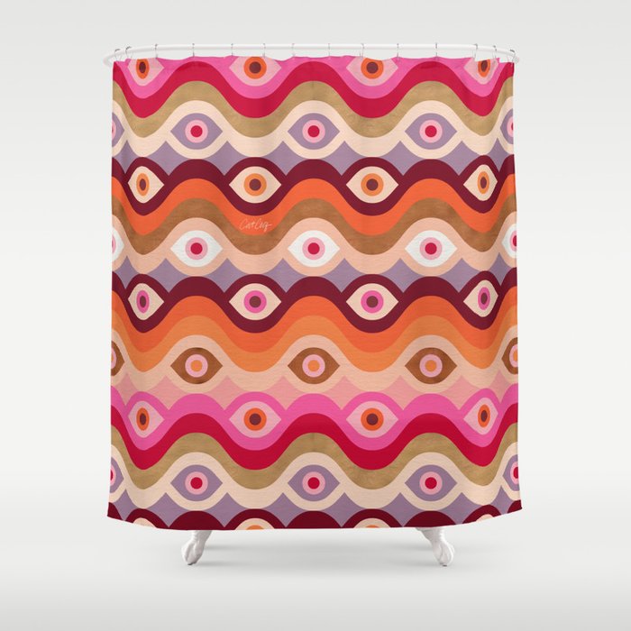Psychedelic Eye Melt - Pink & Bronze Shower Curtain Gallery Image 1
