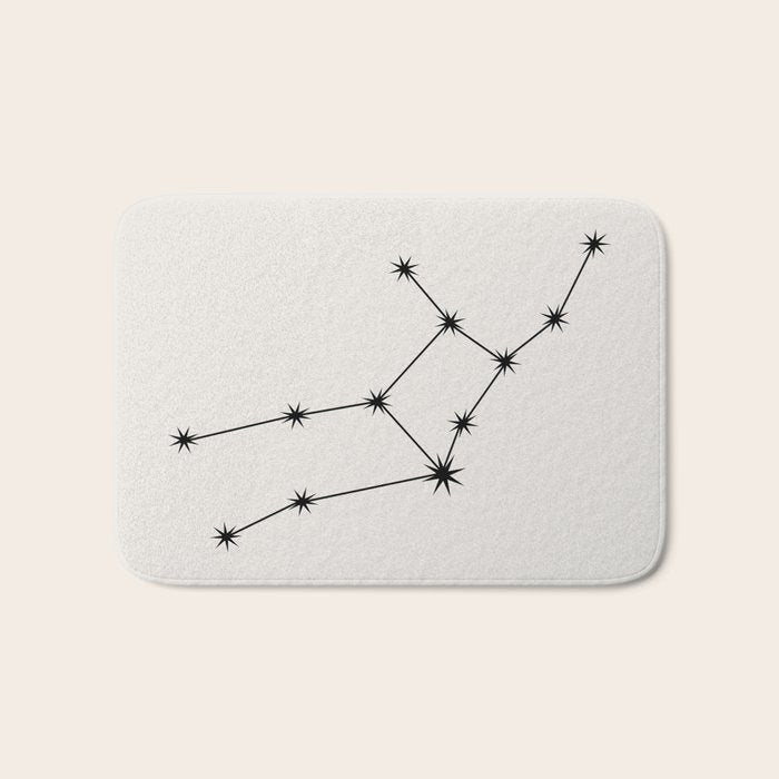 Virgo Zodiac Star Constellation Line Art White Bath Mat Gallery Image 1