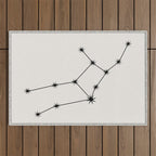 Virgo Zodiac Star Constellation Line Art White Outdoor Rug Gallery Image 1